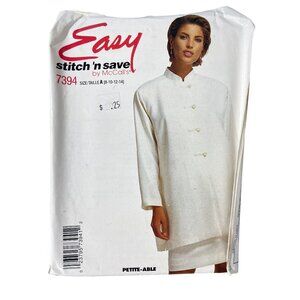 McCalls 7394 Mandarin Jacket Skirt Sewing Pattern Size 8-10-12-14 Misses 90s NEW